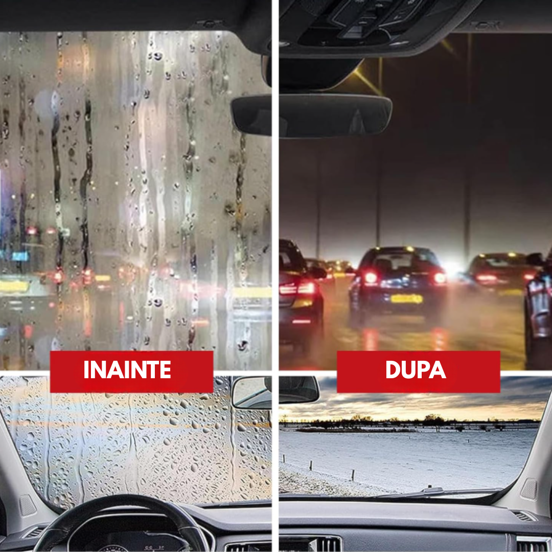 Perie Curatare Geamuri Si Parbriz Auto Cu Rezervor Detergent Si Rezerva Ulei Inclusa, Degresare Ulei Si Murdarie, Anti-Reflexie,Utilizare Interior Exterior