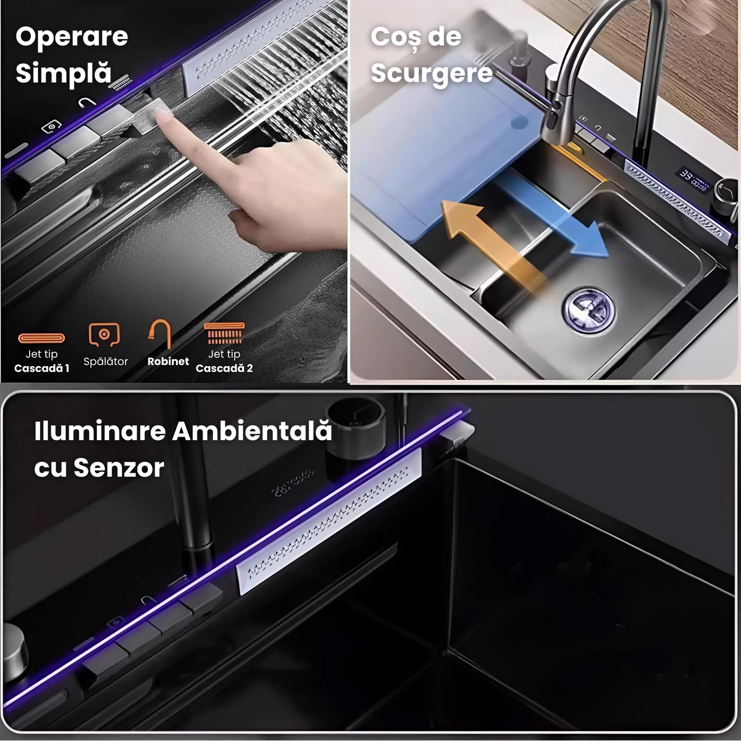 Chiuveta Inteligenta Multifunctionala 4-in-1 Cu Afisaj Digital Temperatura