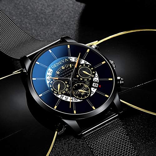 Ceas Geneva Chronograph cu Cadran Albastru și Brățară Mesh Neagră