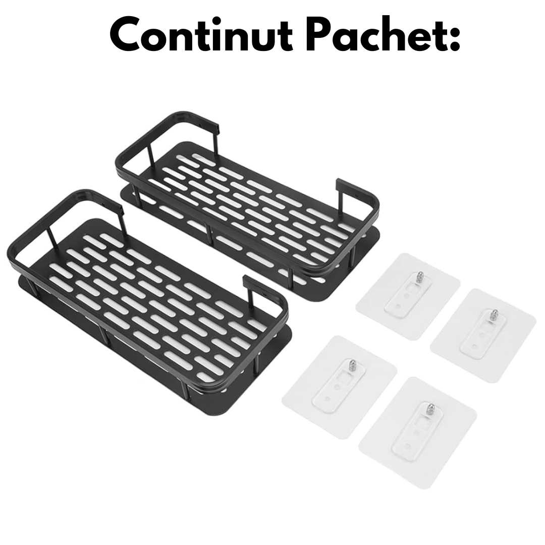 Rafturi de Dus pentru Colt, 2 Etajere Suspendate,Aluminiu