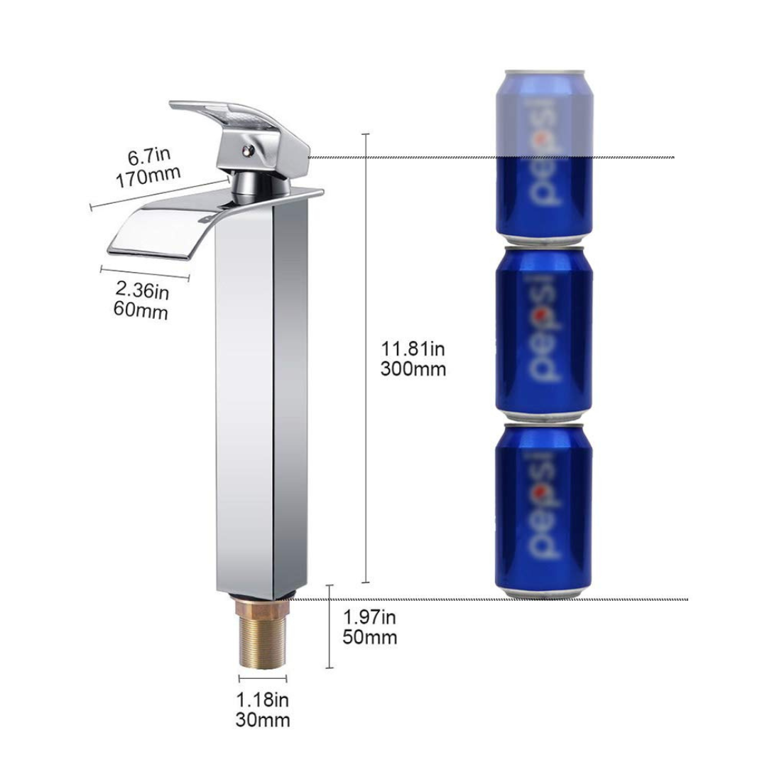 Baterie Chiuveta Baie, Tip Cascada,Otel Inoxidabil, Argintie 30 CM
