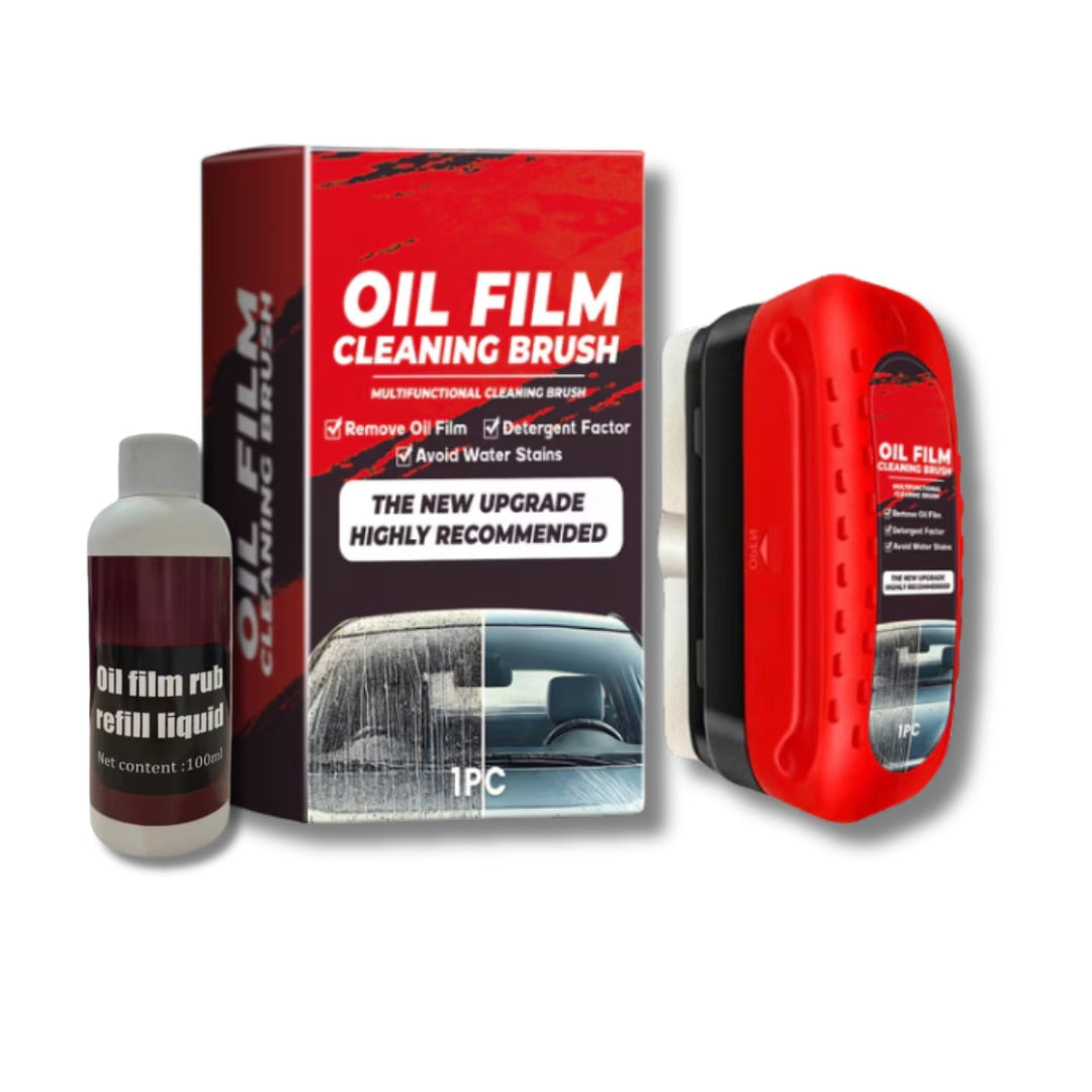 Perie Curatare Geamuri Si Parbriz Auto Cu Rezervor Detergent Si Rezerva Ulei Inclusa, Degresare Ulei Si Murdarie, Anti-Reflexie,Utilizare Interior Exterior