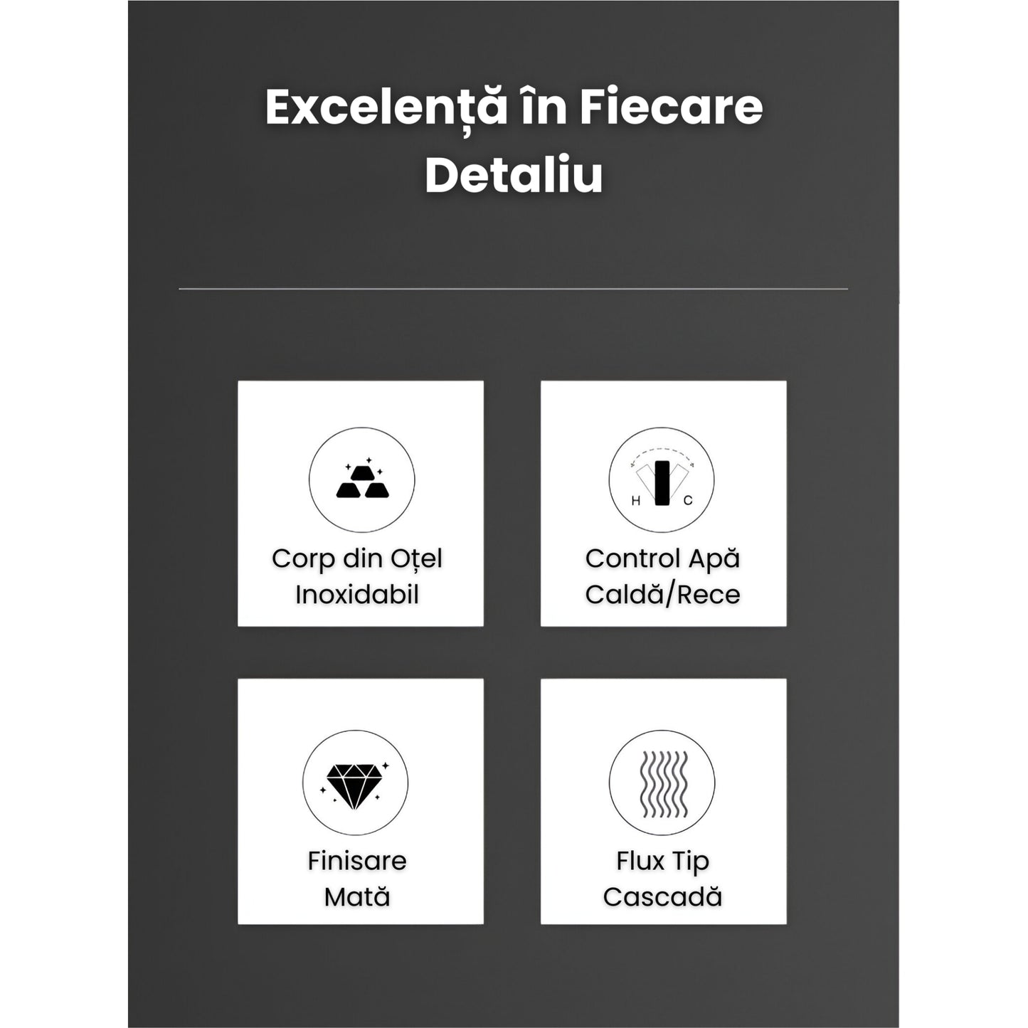 Baterie Chiuveta Baie, Tip Cascada, Monocomanda, Design Minimalist, Racorduri incluse, Otel Inoxidabil, Puternica si Durabila, Rezistenta la rugina si coroziune, usor de instalat, SMARTGADGETS C&A, Alb-Auriu, 19 CM
