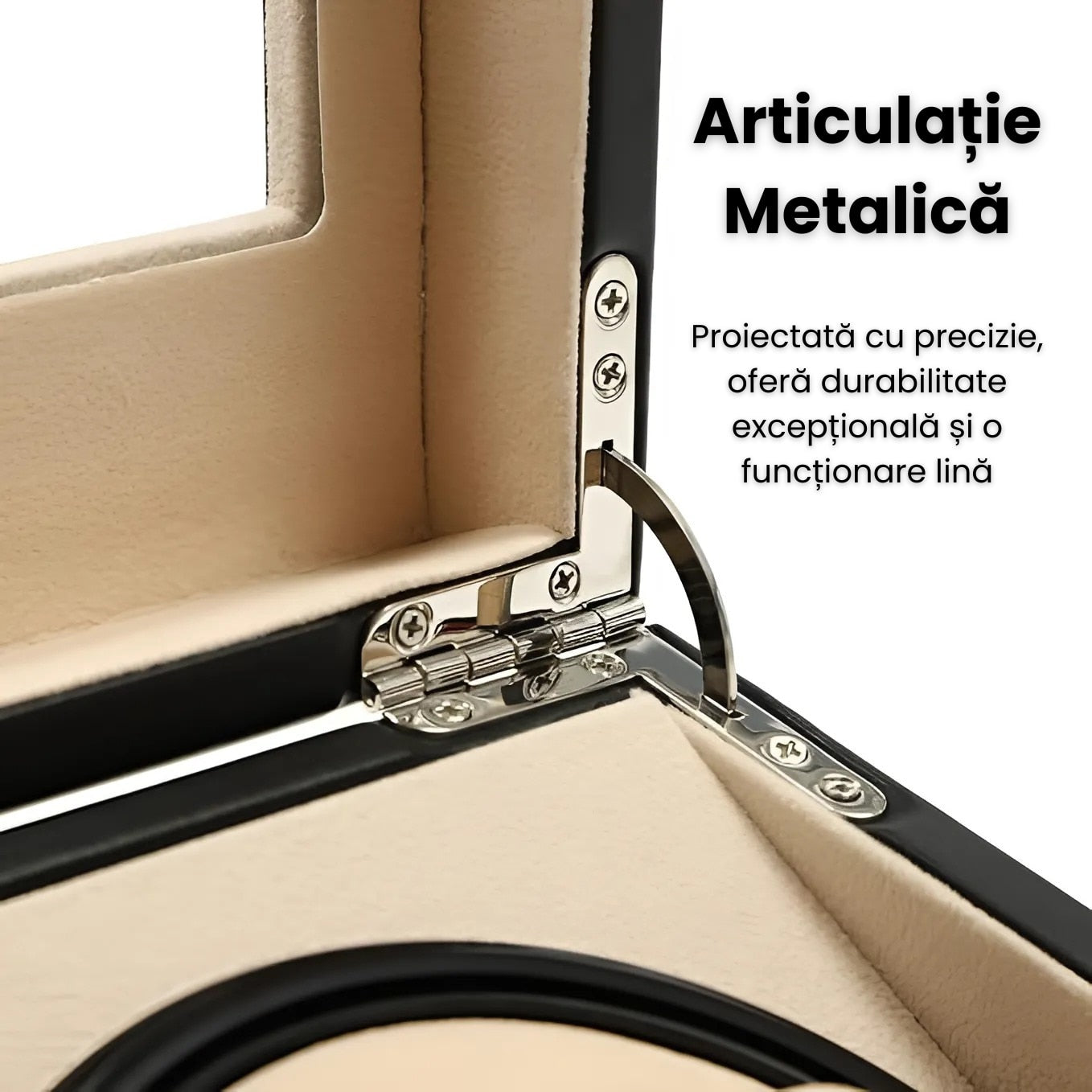 Cutie Depozitare Ceasuri Rotativa Automata, Depozitare pentru 10 ceasuri, Afisaj Premium,Crem