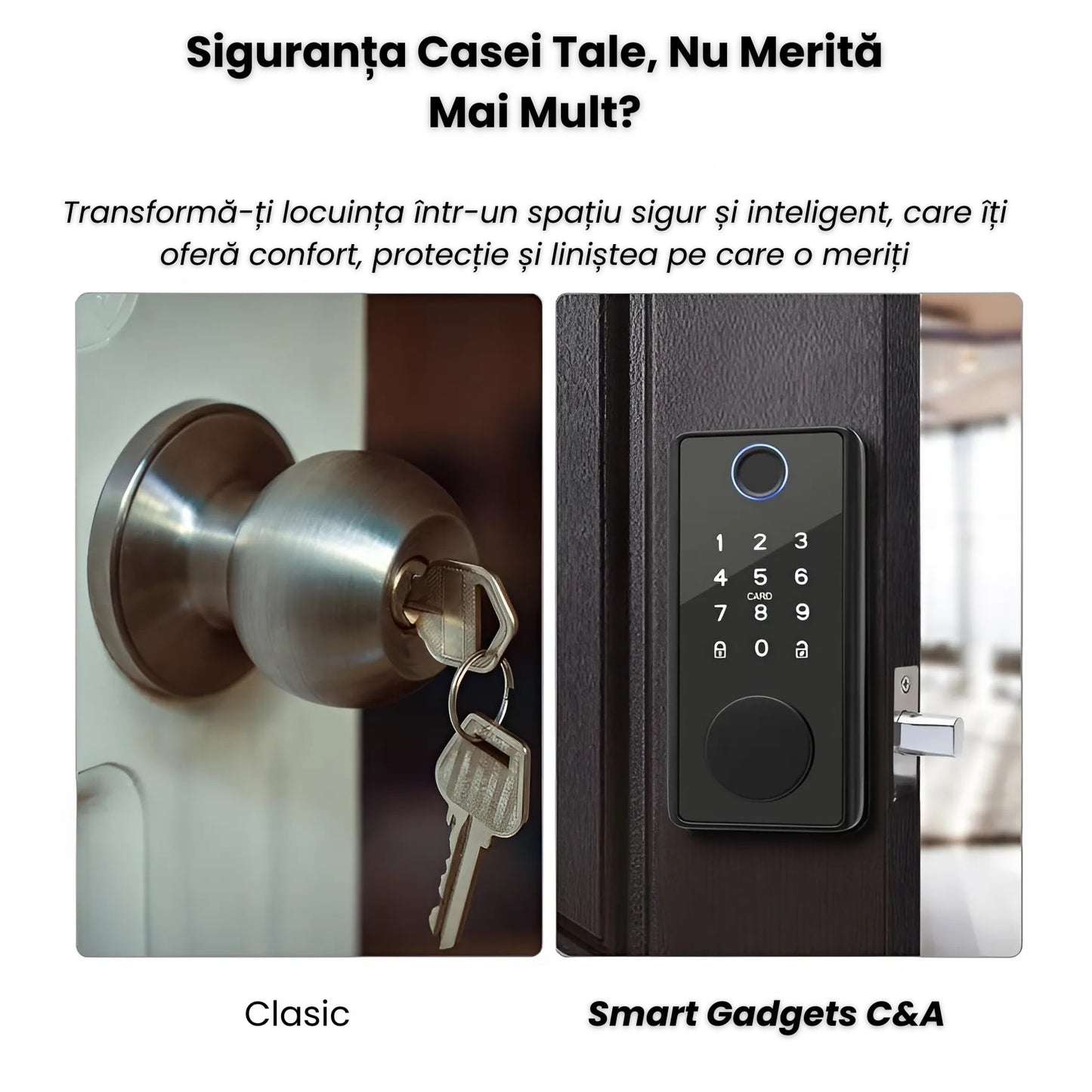 Clanta Inteligenta Neagra Cu Amprenta, Cod PIN, RFID, Chei Si Carduri De Acces