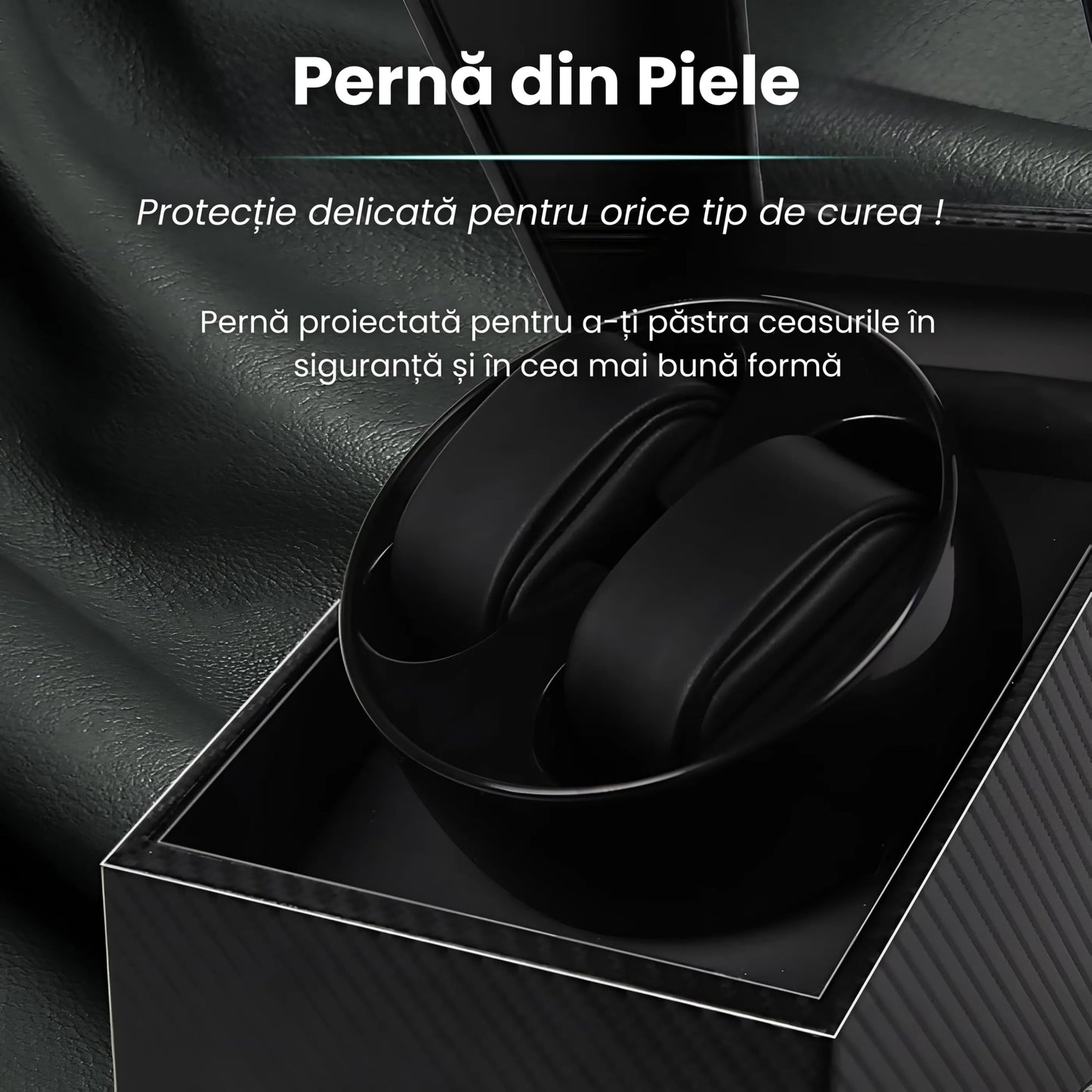 Cutie Rotativa Automata Pentru Ceas, Afisaj Premium, Doua Sloturi, Alimentare Dubla,Negru Cu Insertii Rosii