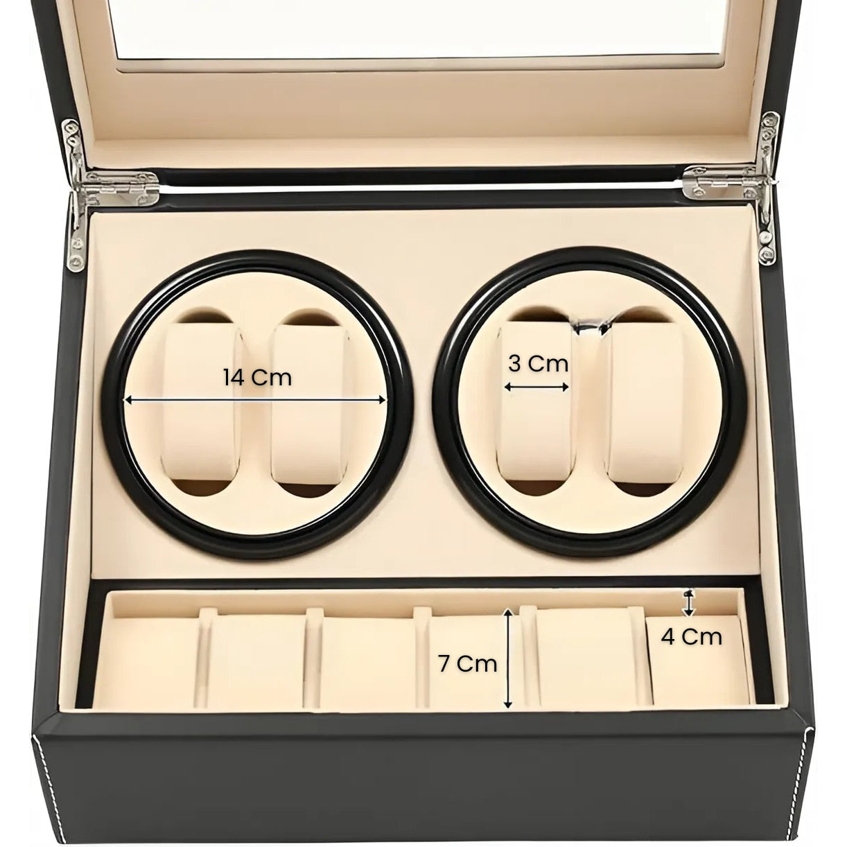 Cutie Depozitare Ceasuri Rotativa Automata, Depozitare pentru 10 ceasuri, Afisaj Premium,Crem