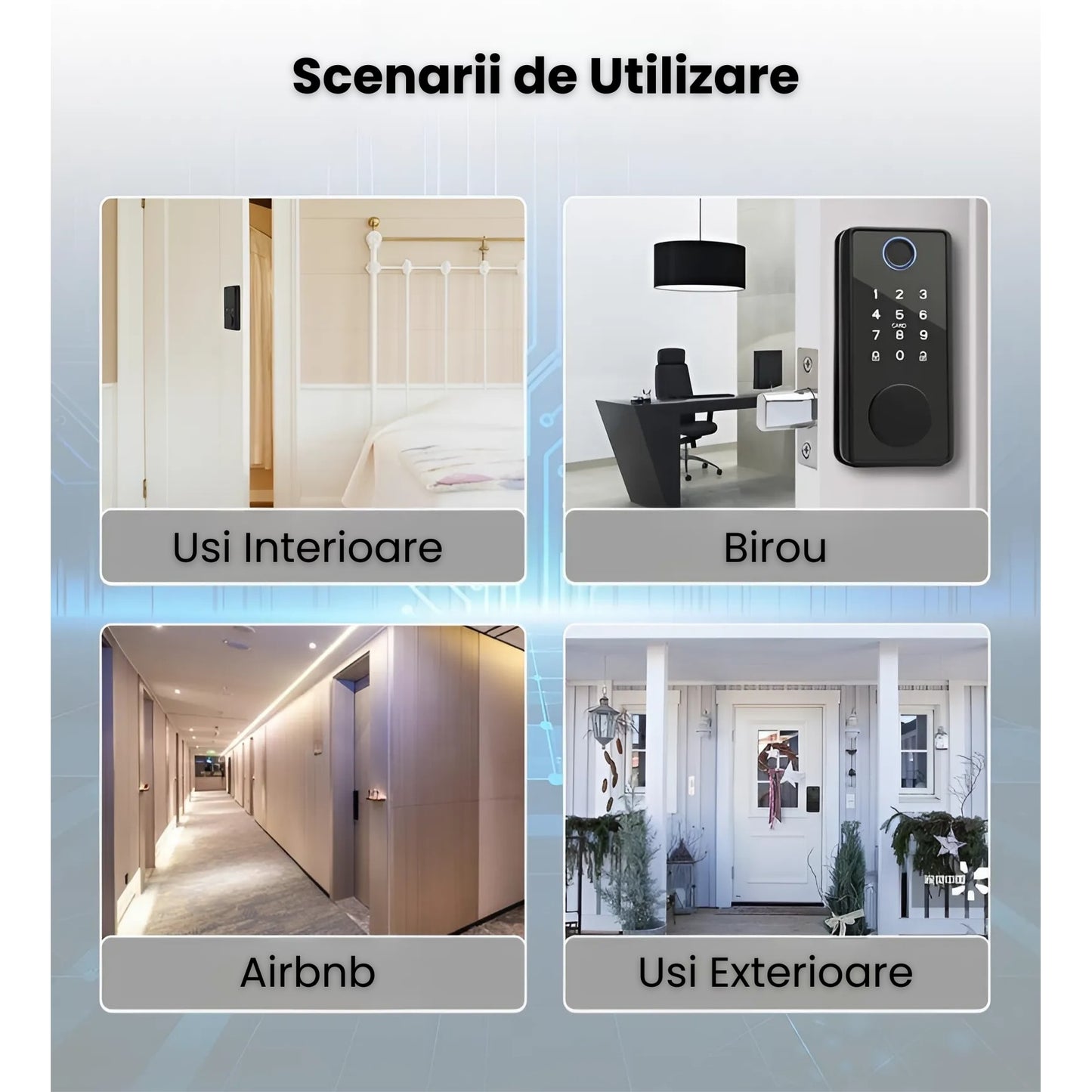 Clanta Inteligenta Neagra Cu Amprenta, Cod PIN, RFID, Chei Si Carduri De Acces