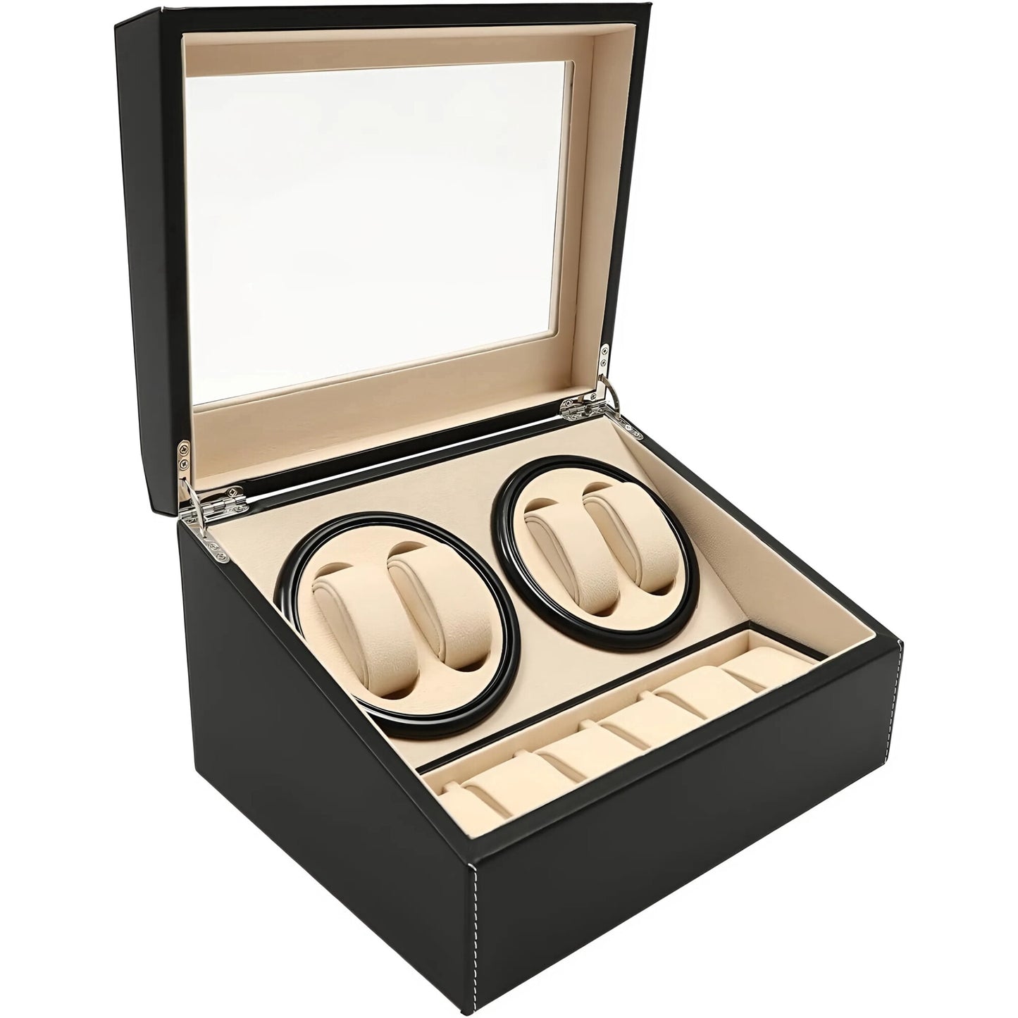 Cutie Depozitare Ceasuri Rotativa Automata, Depozitare pentru 10 ceasuri, Afisaj Premium,Crem