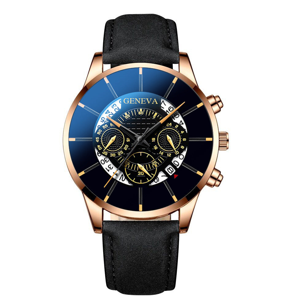 Ceas Geneva Rose Gold, Diametru 42mm, Grosime 10mm, Curea Neagra