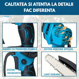 Ferastrau Electric Cu Lant Portabil,Pe Acumulator 21V Negru-Albastru