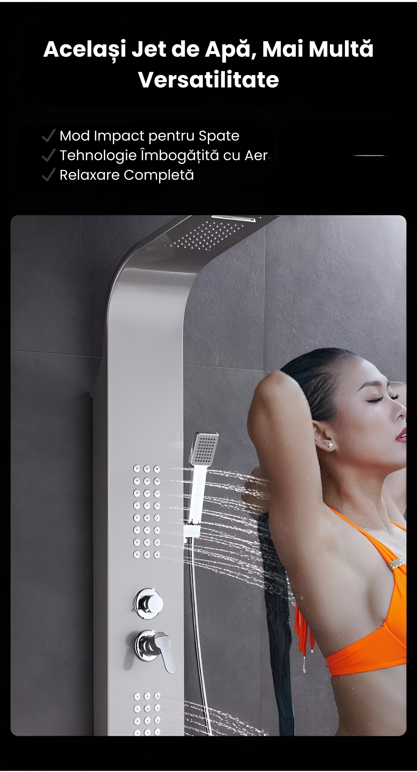 Coloana de Dus Hydro-Masaj, Multimple Moduri de Pulverizare,Argintiu