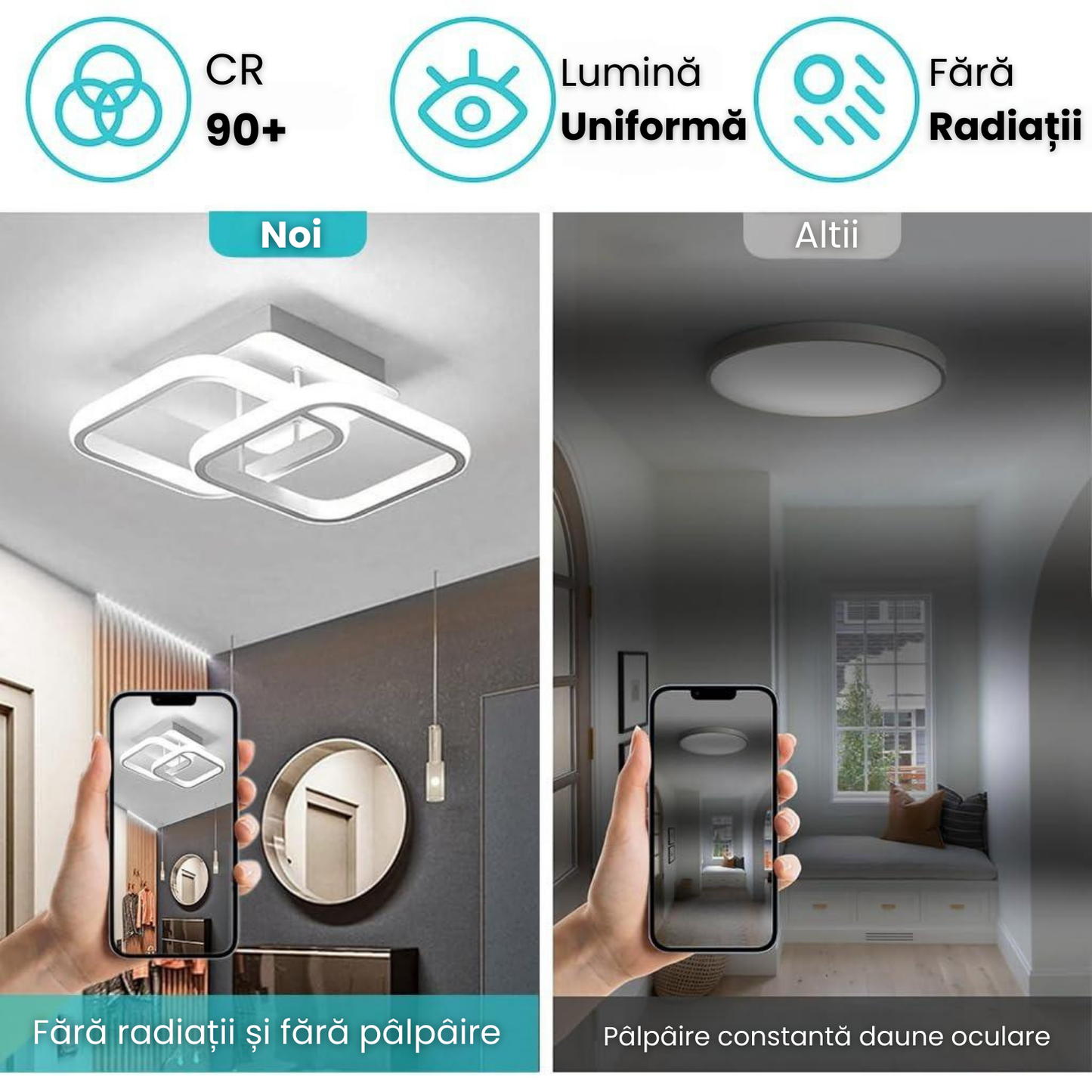 Lustra LED Moderna 22W, Iluminare Puternica Uniforma