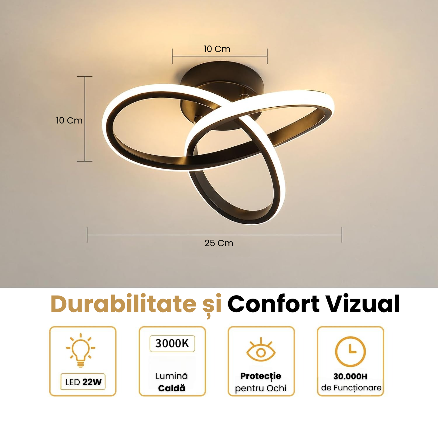Lustra Led Moderna 22W, 2500LM, 3000K