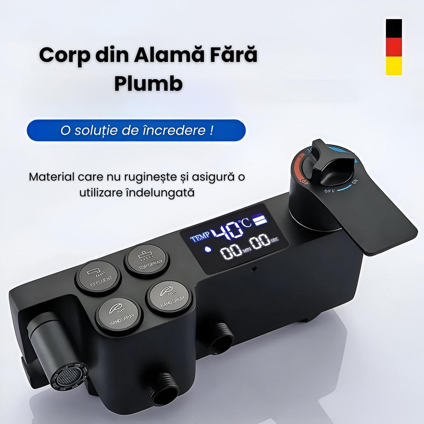 Coloana de Dus Smart, Butoane Interactive, 4 Moduri de Pulverizare, Tehnologie de Pulverizare cu Aer, Materiale Premium, Para Dus, Robinet Ascuns,Negru