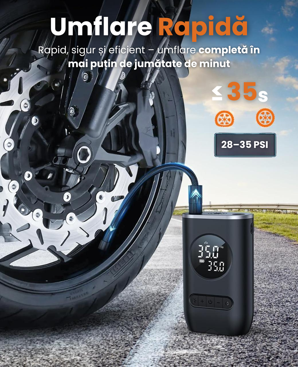 Compresor Aer Portabil Auto Cu Afisaj Digital LED,Negru