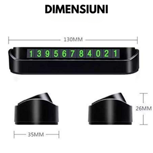 Placuta Numar Telefon Parcare Auto, Afisaj Retractabil Cu Sistem Magnetic, Instalare Pe Bord, Numar Vizibil Noaptea Si Ziua, Accesorii Incluse Pentru Personalizare, Negru