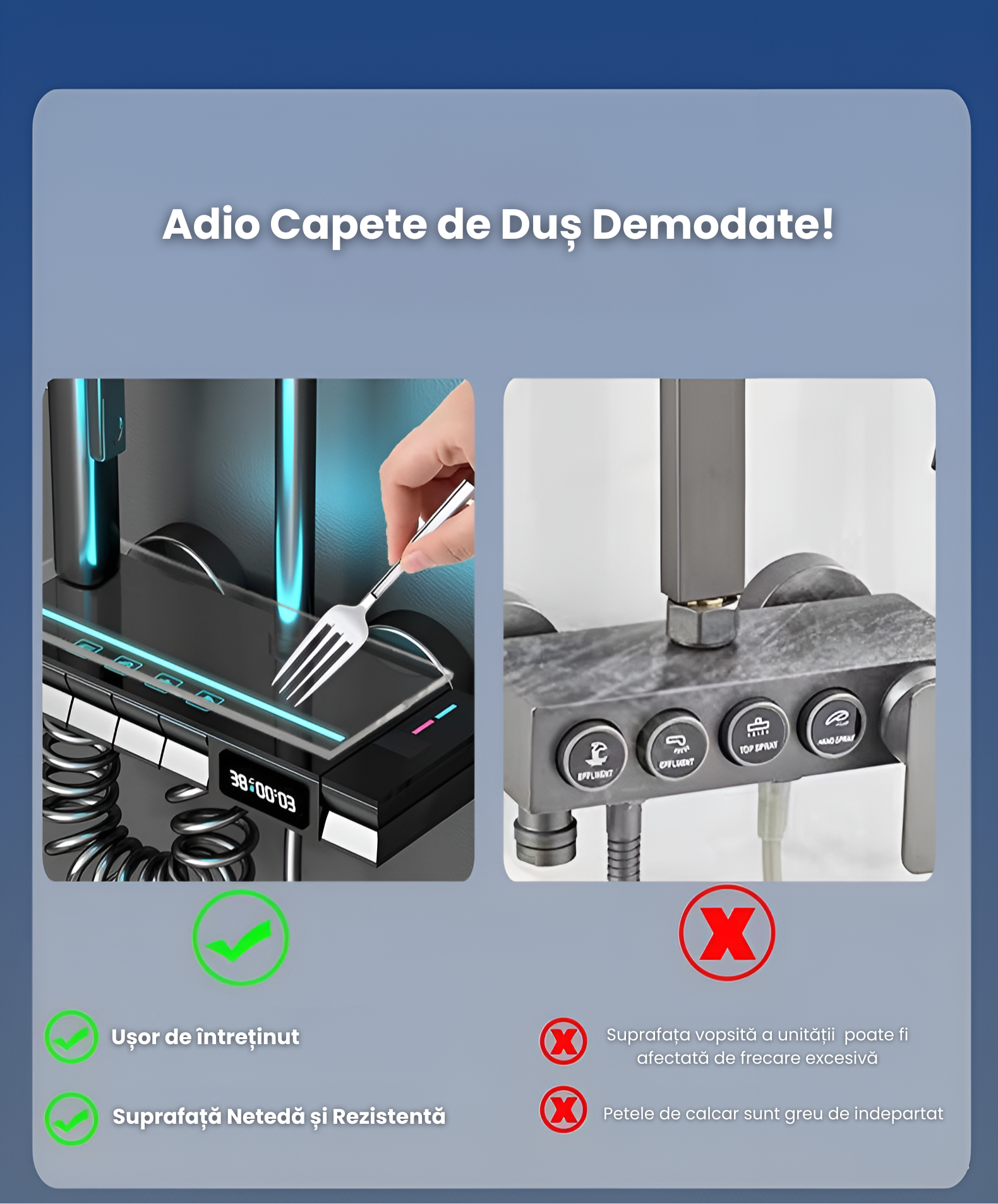 Coloana De Dus Completa, Afisaj Temperatura Digital, Lumini LED