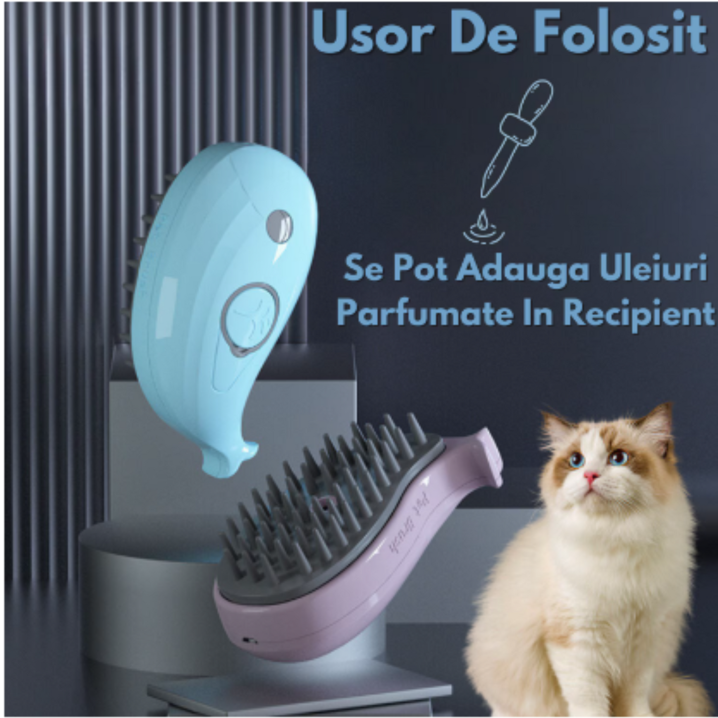 Perie Par Pentru Animale Companie,3 In 1, Aburi, Pulverizare