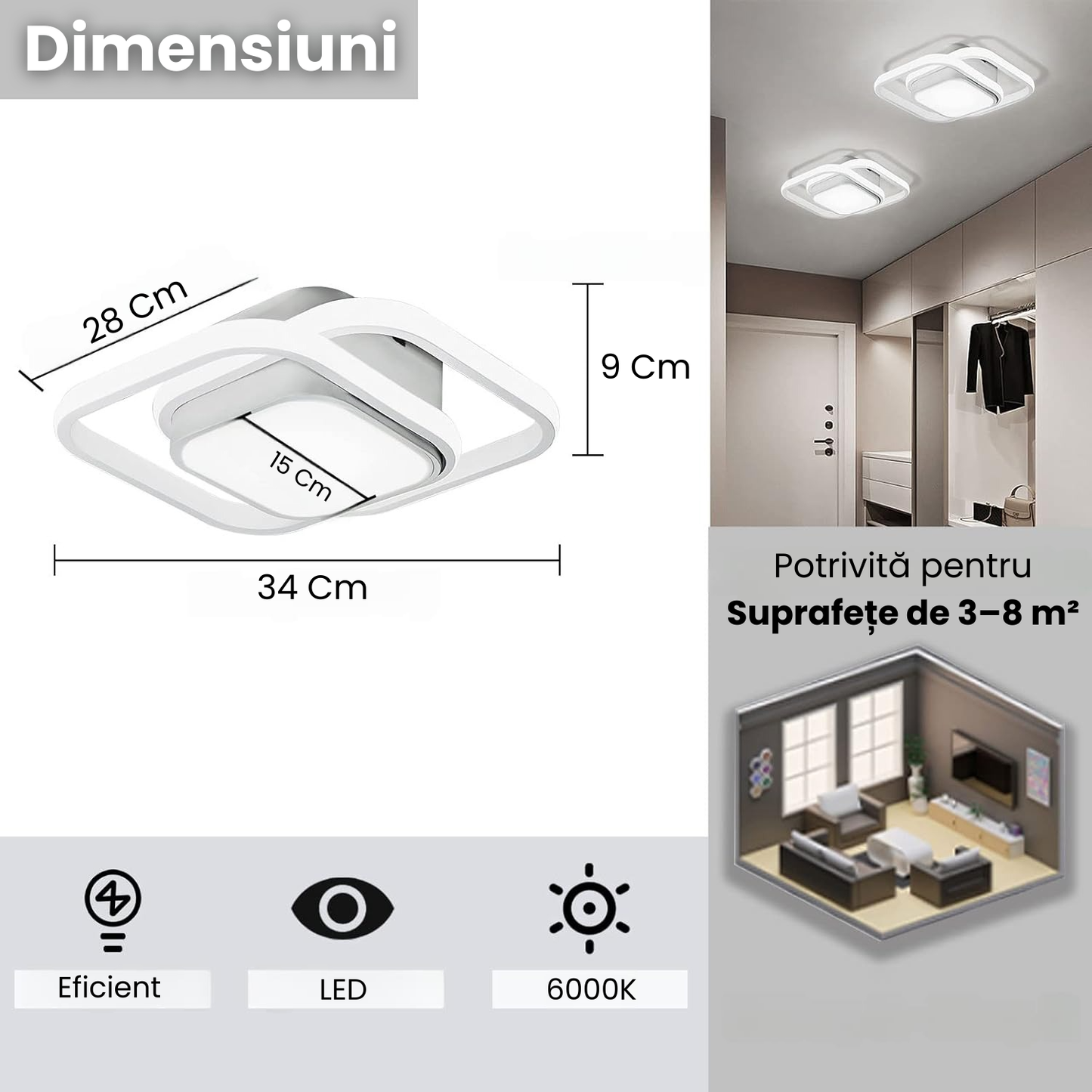 Lustra LED 36W Moderna Cu Senzor Miscarе 120°