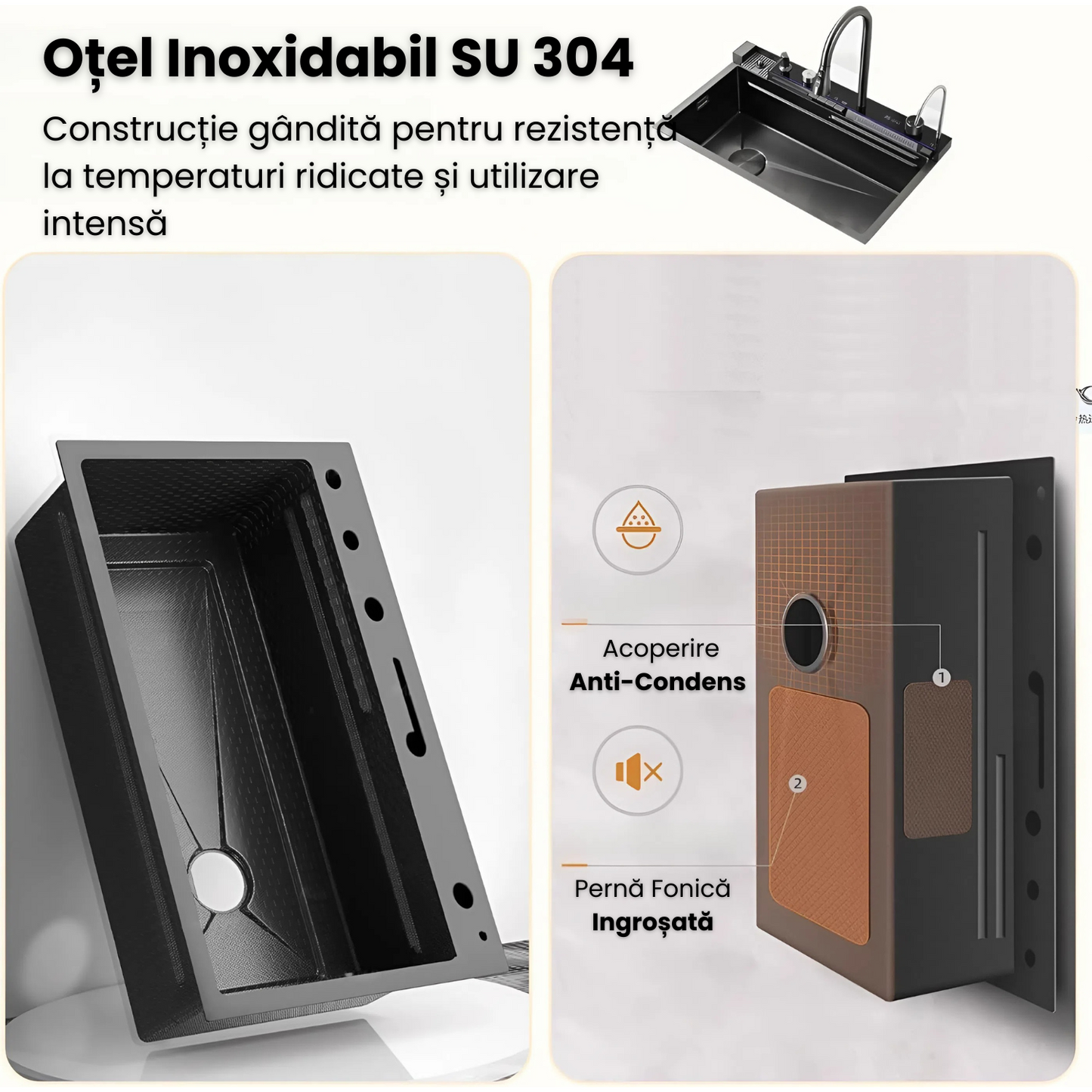 Chiuveta Inteligenta Multifunctionala 4-in-1 Cu Afisaj Digital Temperatura