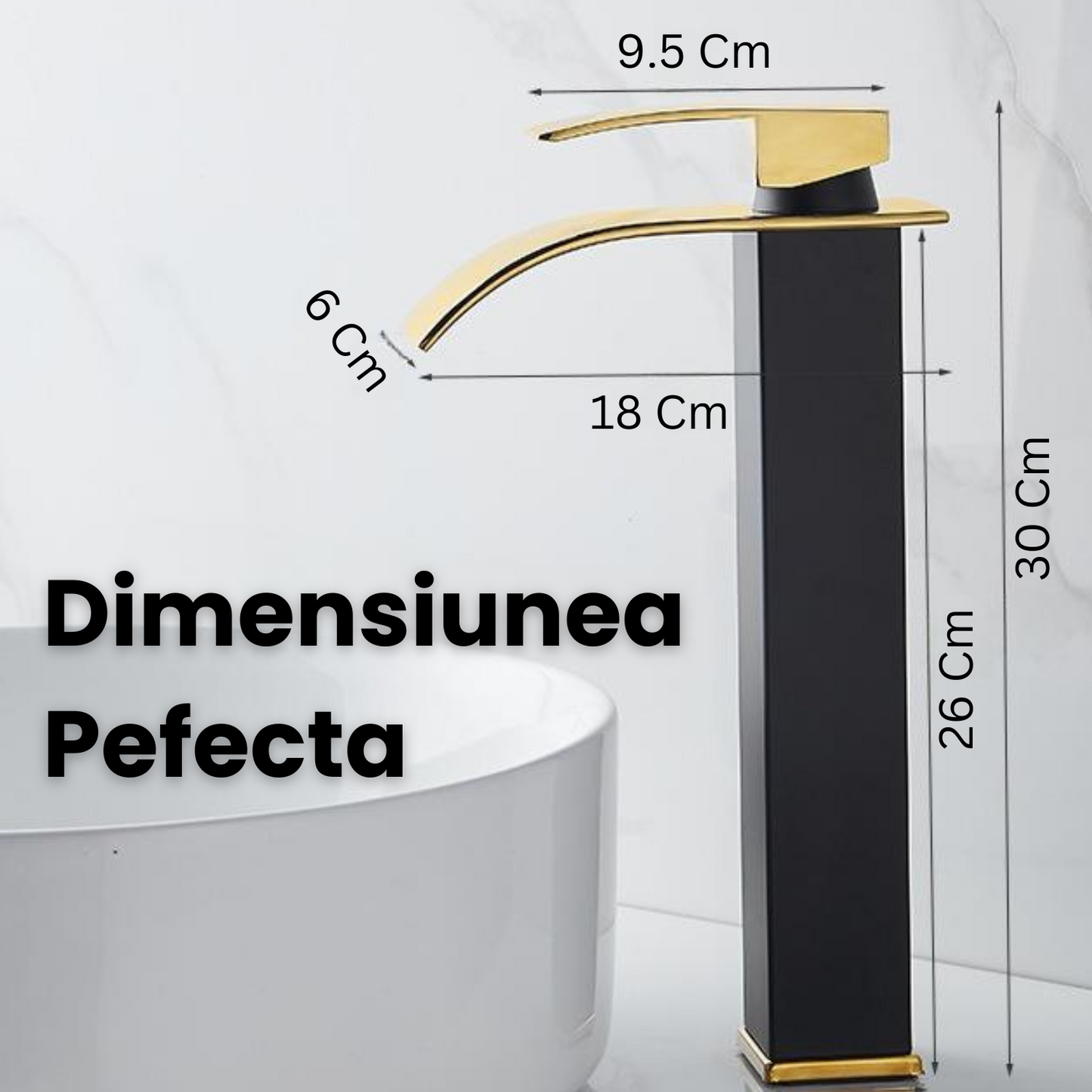 Baterie Baie Cascada, Inaltime 30 Cm,Negru-Auriu