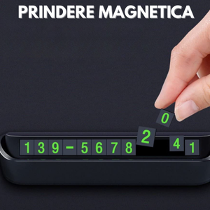 Placuta Numar Telefon Parcare Auto, Afisaj Retractabil Cu Sistem Magnetic, Instalare Pe Bord, Numar Vizibil Noaptea Si Ziua, Accesorii Incluse Pentru Personalizare, Negru