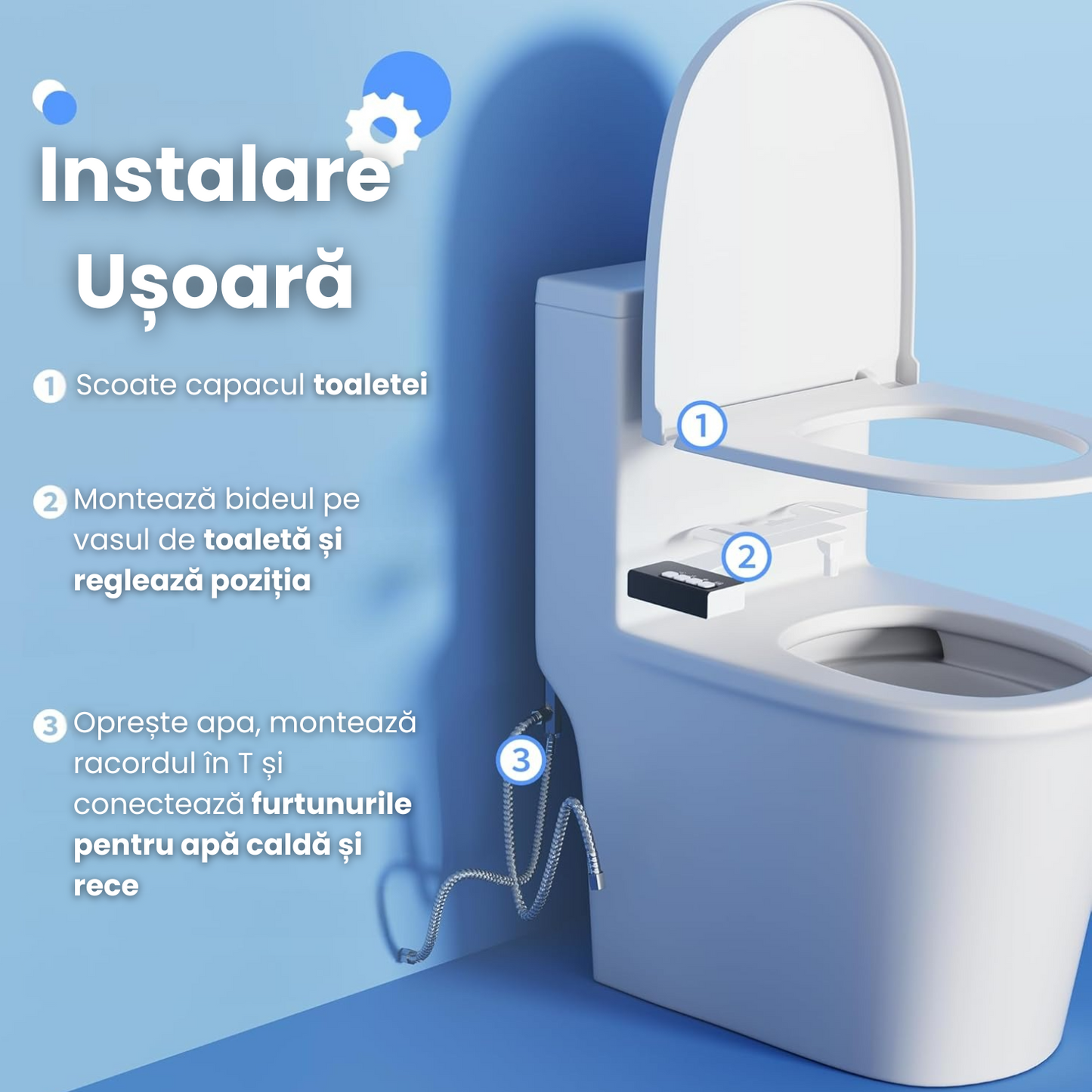 Bideu Electric Pentru Vas WC, Slim,Alb-Negru