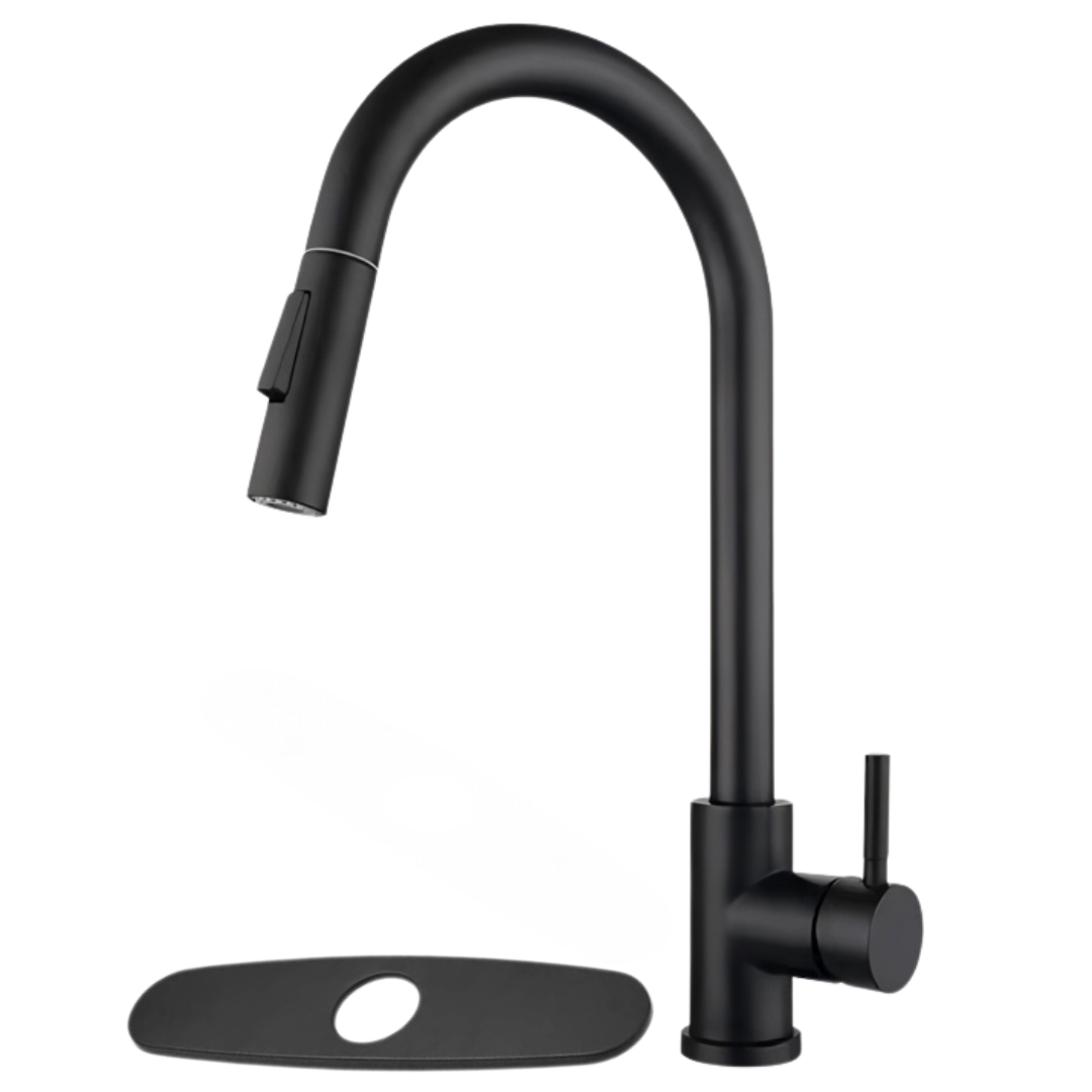 Baterie Chiuveta Bucatarie, Capat Extractabil, Otel Inoxidabil, Negru