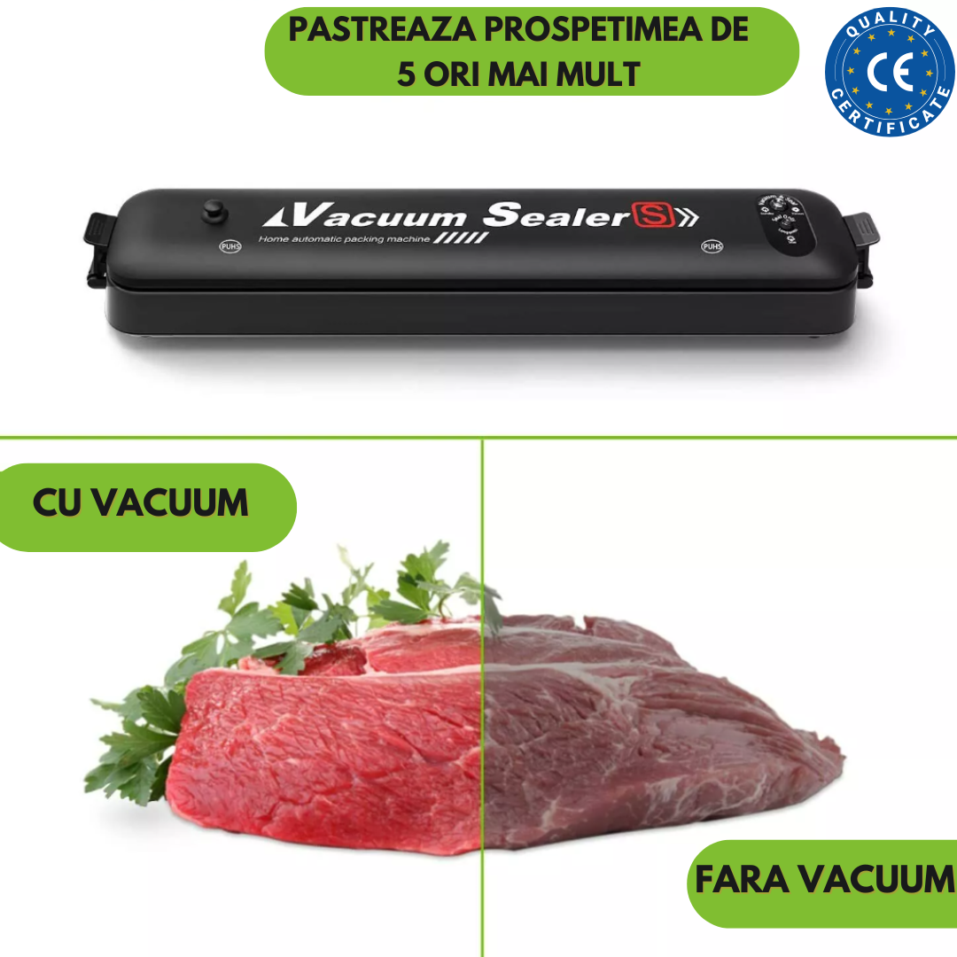 Aparat Vidat Alimente Vacuum Sealer, Sigilare Automata,Negru