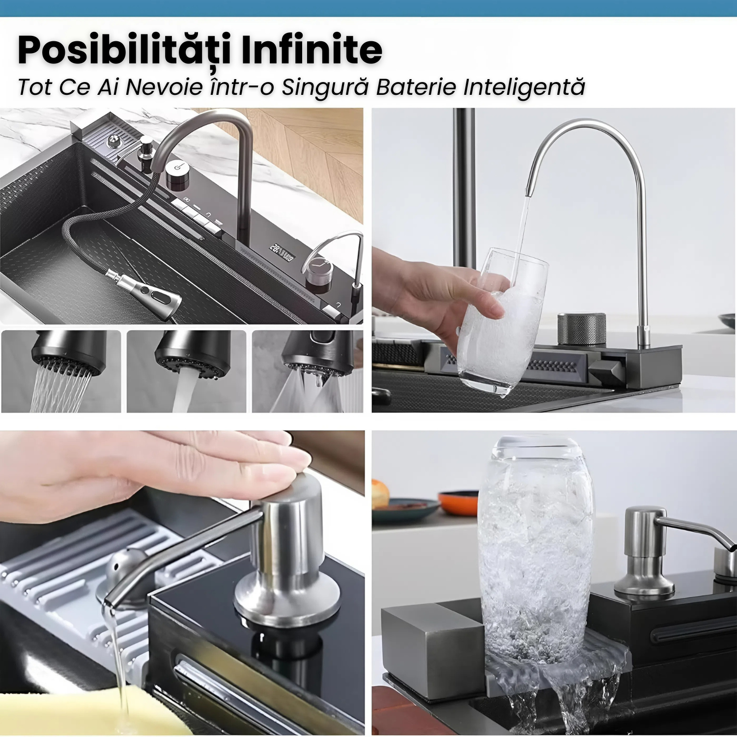 Chiuveta Inteligenta Multifunctionala 4-in-1 Cu Afisaj Digital Temperatura 80x45x25