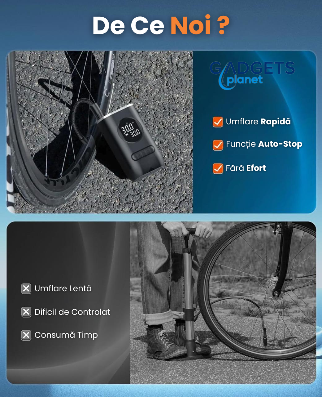 Compresor Aer Portabil Auto Cu Afisaj Digital LED,Negru