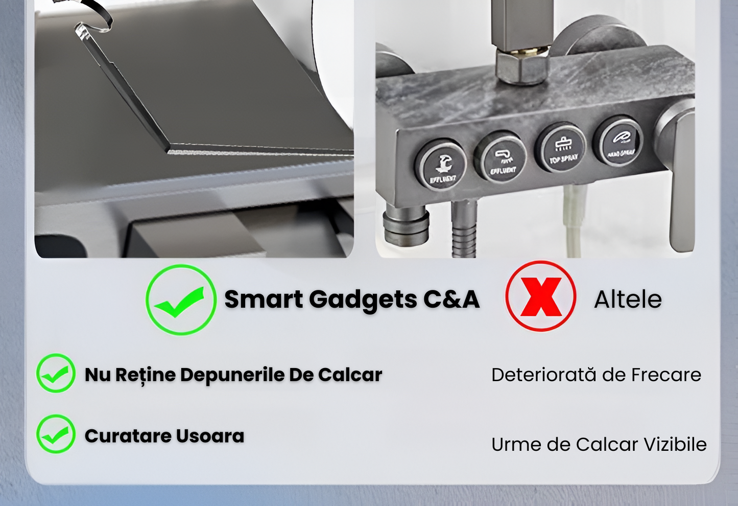 Coloana de Dus Smart, Afisaj LED, Ceas, Gradatii, Control Termostatic, 4 Moduri de Pulverizare, Tehnologie de Pulverizare cu Aer, Lumini LED, Materiale Premium, Para Dus, Robinet Ascuns, Fara Conectare Electrica, SMART GADGETS C&A, Negru