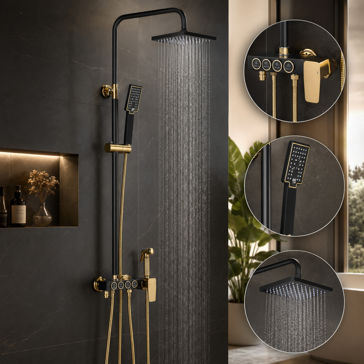 Coloana De Dus, Butoane interactive, Negru-Auriu