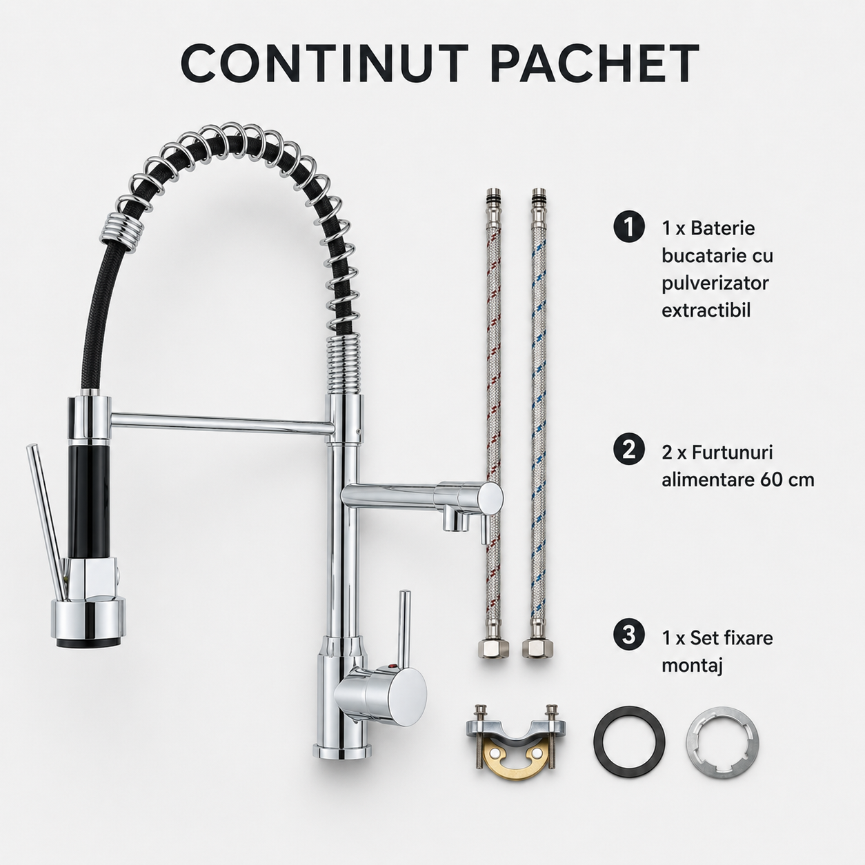 Baterie Sanitara Bucatarie, Premium Class, Doua Pipe