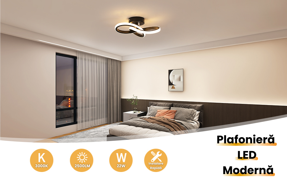 Lustra Led Moderna 22W, 2500LM, 3000K