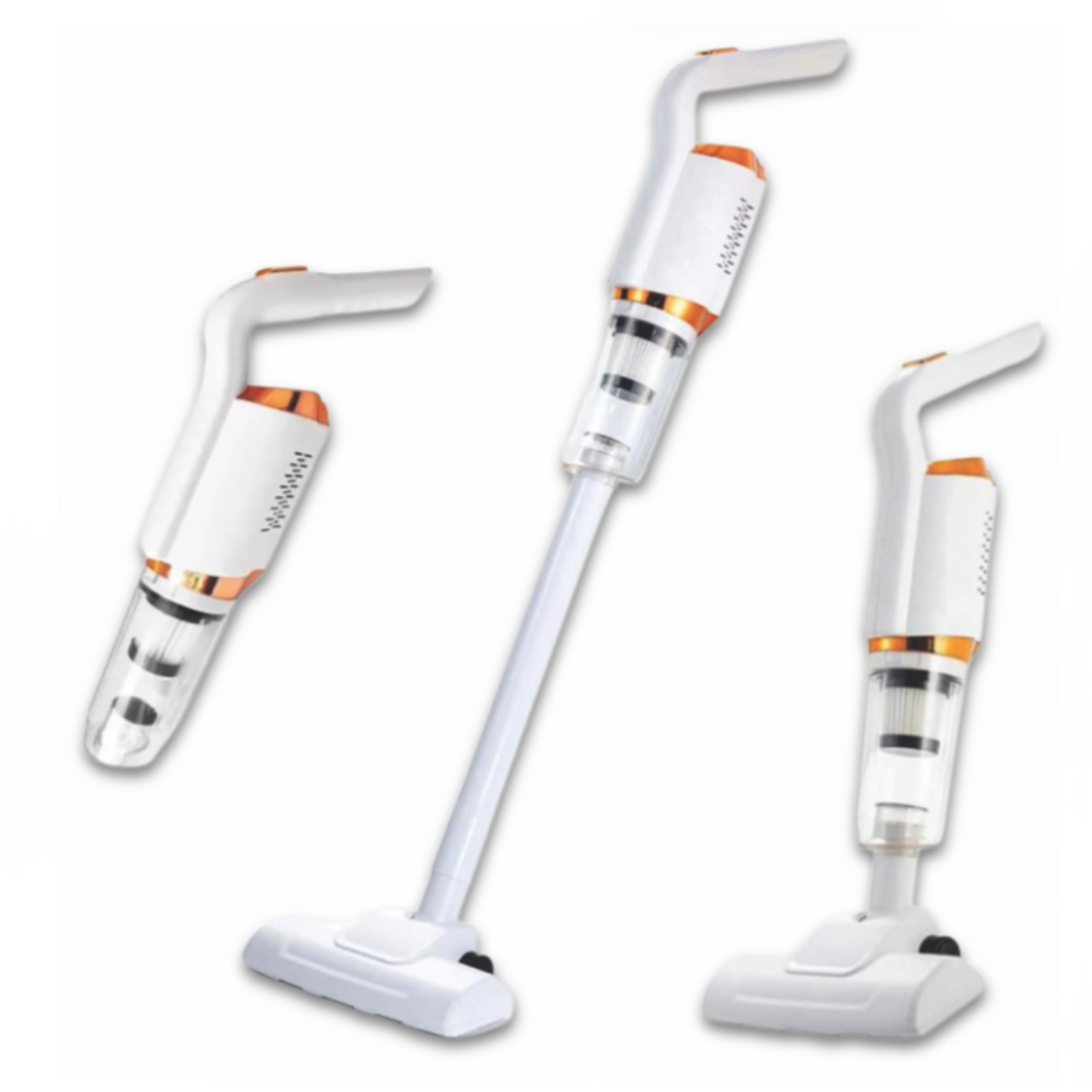 Aspirator Vertical Si De Mana 2 In 1, 120W Putere, Filtru Hepa Lavabil, Portabil Cu Incarcare USB, Ultra Usor Si Versatil Pentru Parchet, Canapea, Colturi Si Suprafete Delicate, Design Alb Cu Accente Portocalii, Smart Gadgets C&A