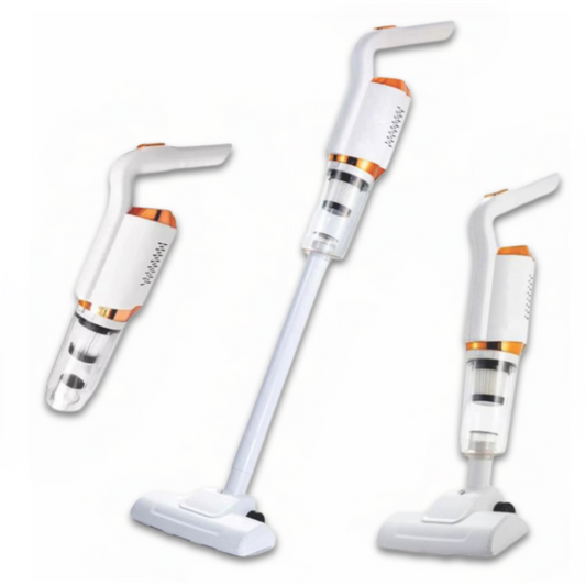 Aspirator Vertical Si De Mana 2 In 1, 120W Putere, Filtru Hepa Lavabil, Portabil Cu Incarcare USB, Ultra Usor Si Versatil Pentru Parchet, Canapea, Colturi Si Suprafete Delicate, Design Alb Cu Accente Portocalii, Smart Gadgets C&A