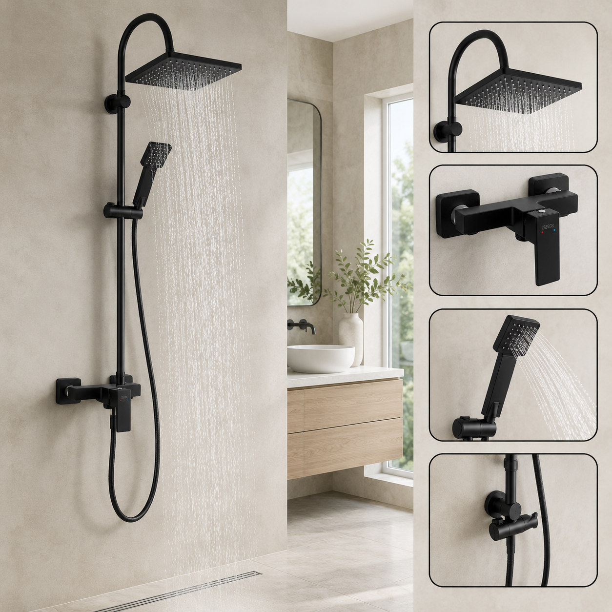 Coloana Dus Premium Pentru Baie Cu Baterie Mixer