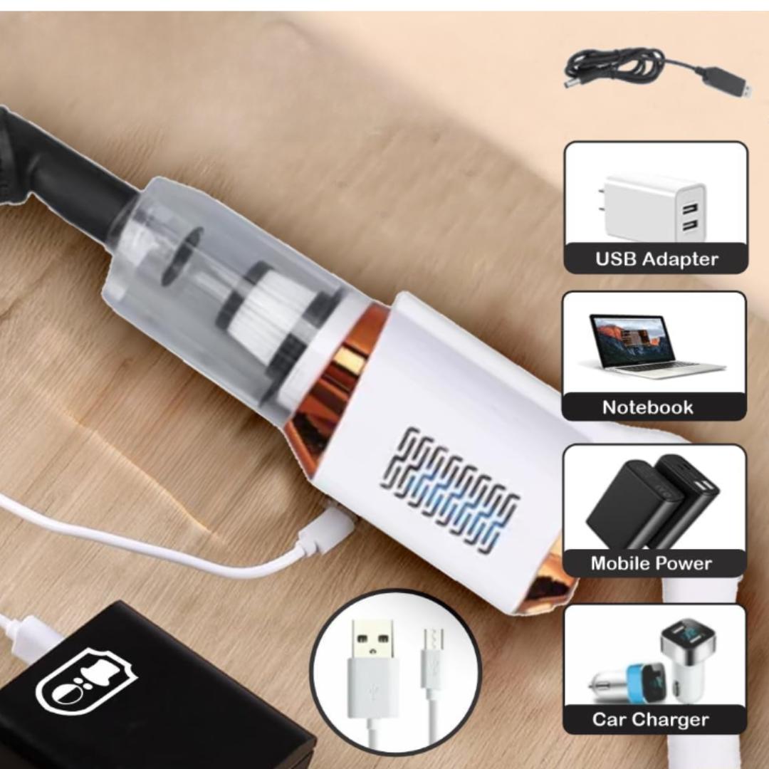 Aspirator Vertical Si De Mana 2 In 1, 120W Putere, Filtru Hepa Lavabil, Portabil Cu Incarcare USB, Ultra Usor Si Versatil Pentru Parchet, Canapea, Colturi Si Suprafete Delicate, Design Alb Cu Accente Portocalii, Smart Gadgets C&A