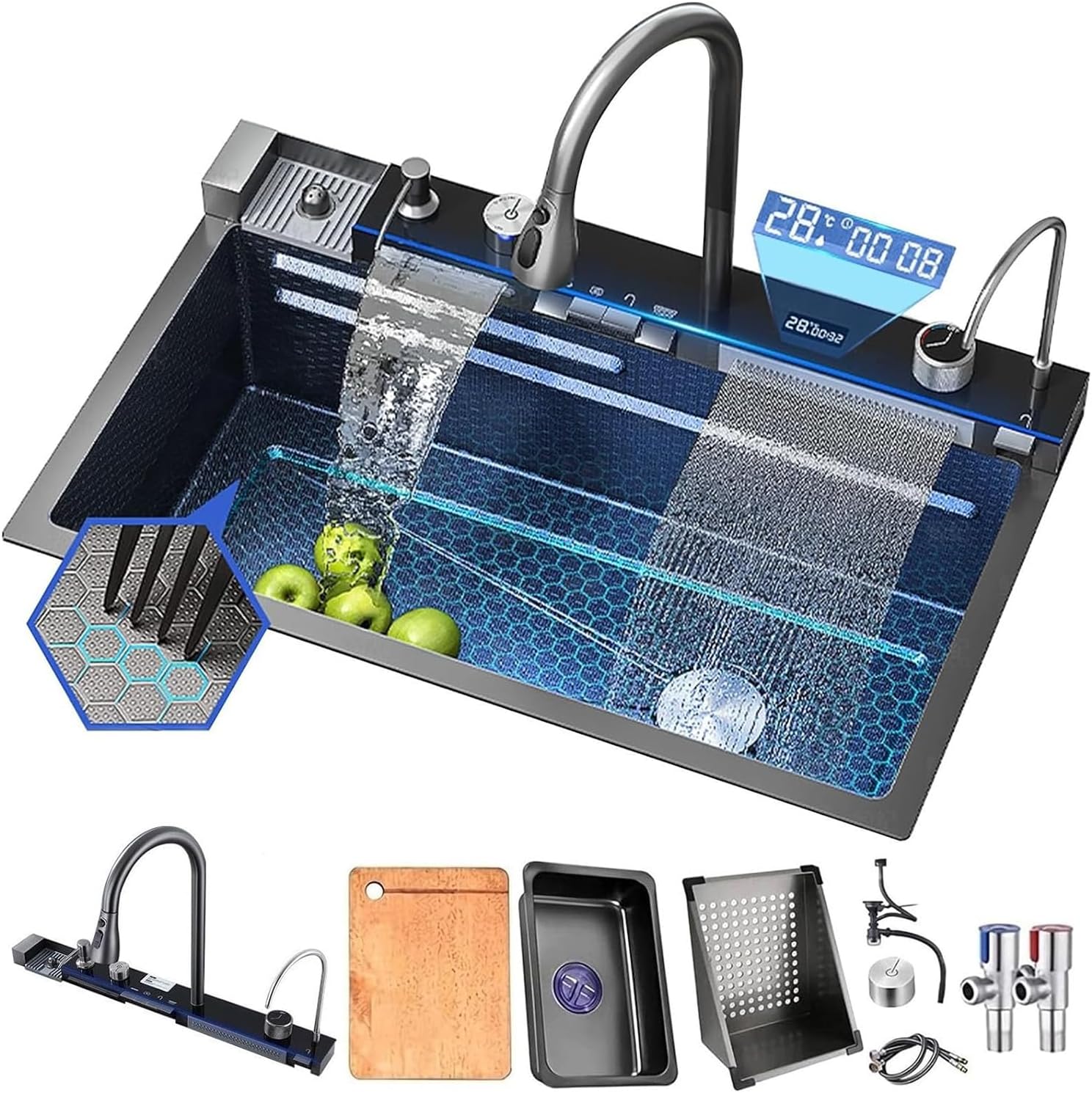 Chiuveta Inteligenta Multifunctionala 4-in-1 Cu Afisaj Digital Temperatura