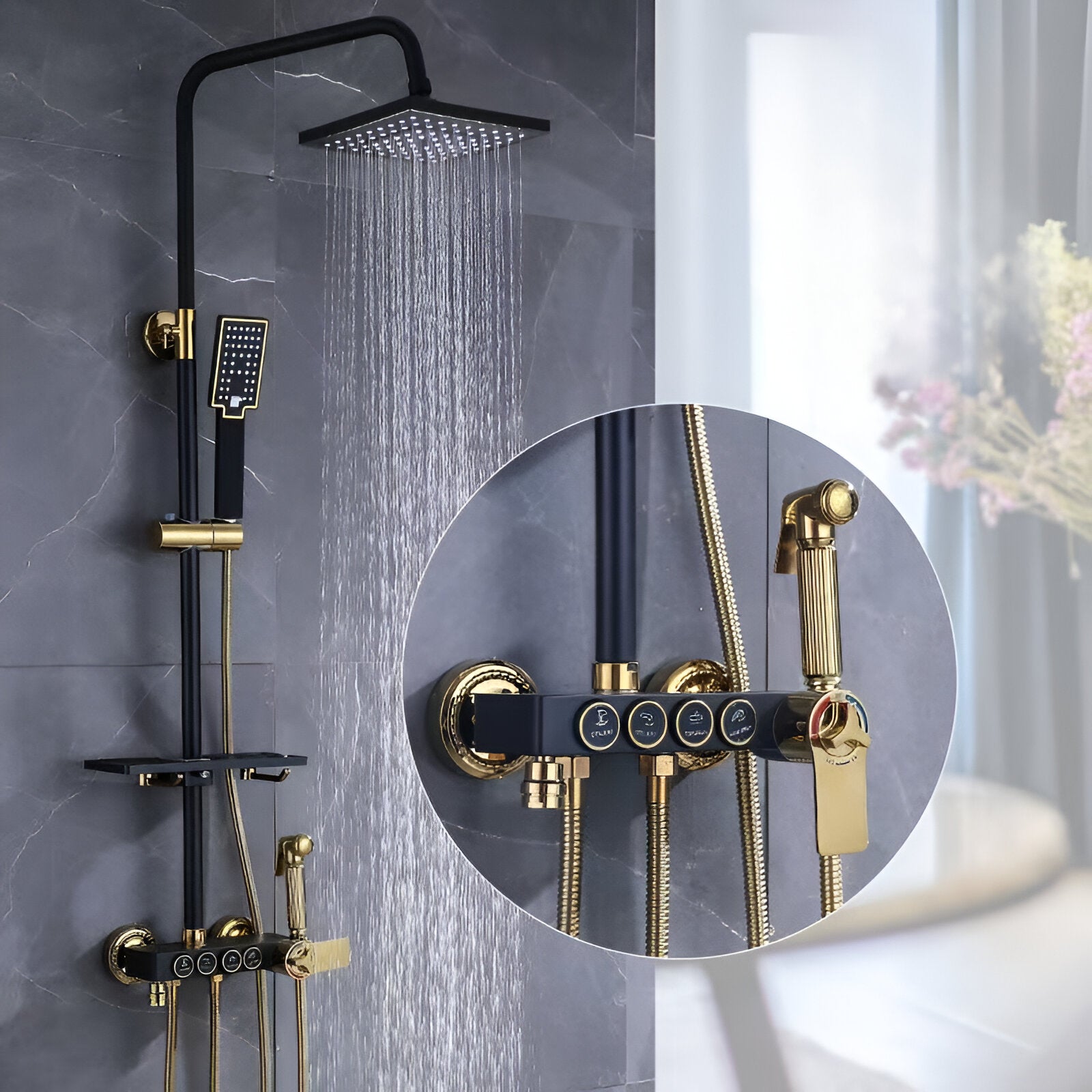 Coloana De Dus, Butoane interactive, Negru-Auriu