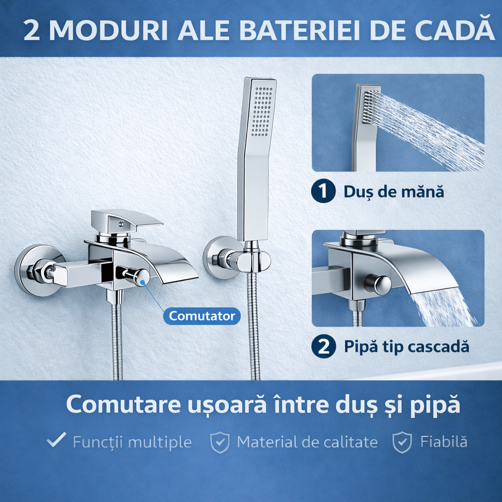 Baterie Cada Argintie Cu Dus De Mana