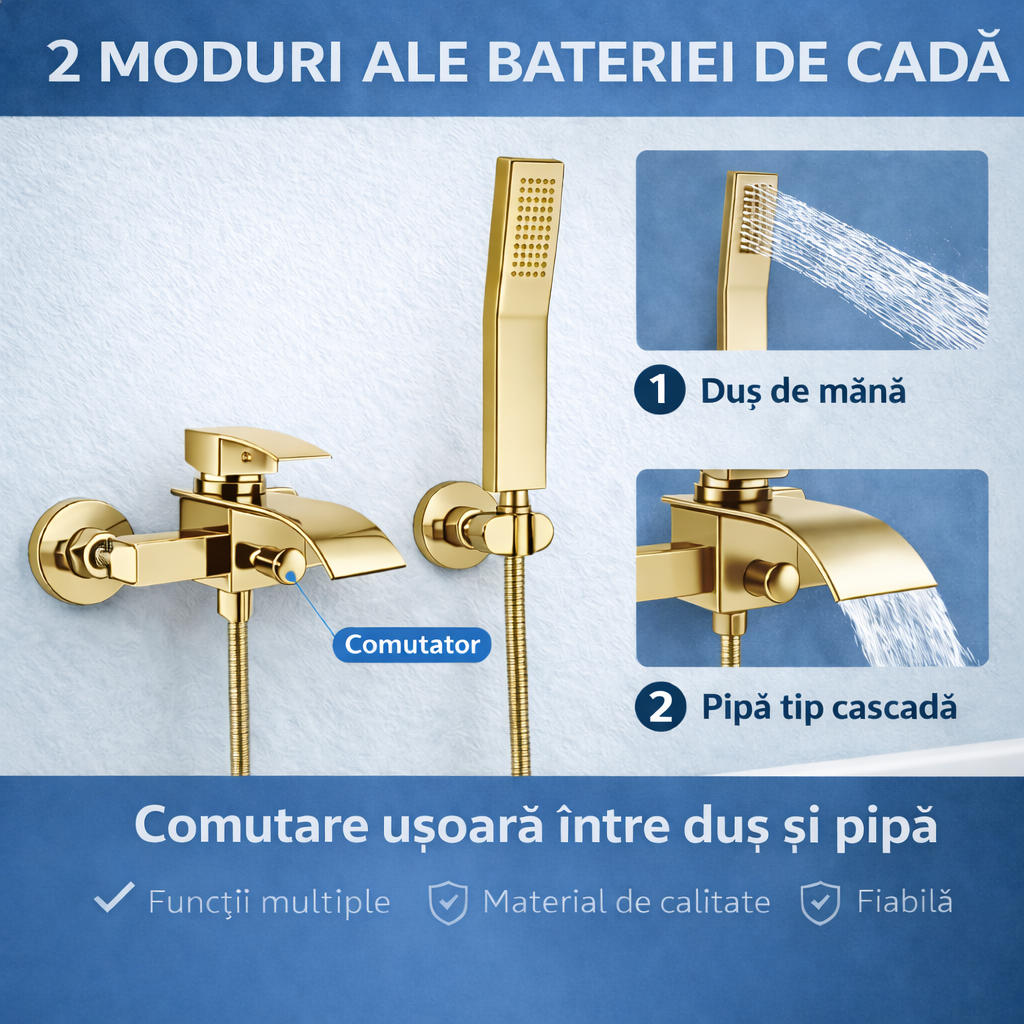 Baterie Cada Auriu Cu Dus De Mana