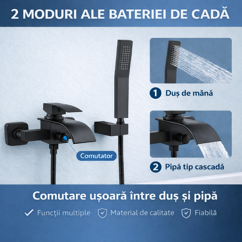 Baterie Cada Neagra Cu Dus De Mana