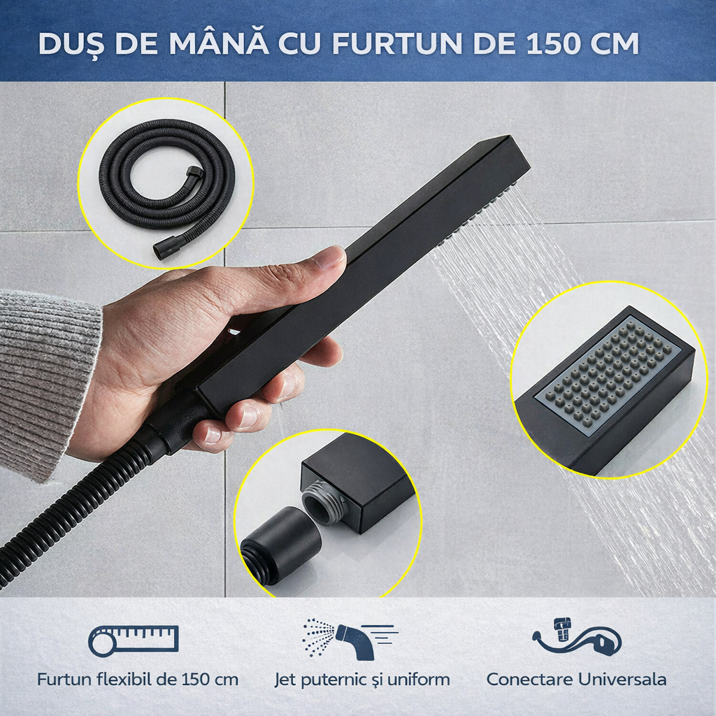 Baterie Cada Neagra Cu Dus De Mana