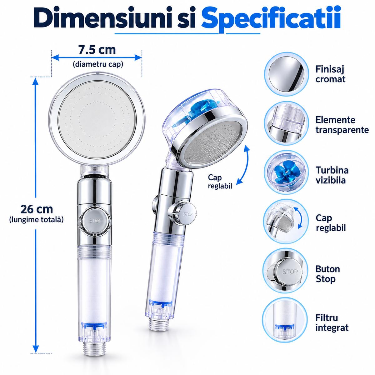 Para De Dus Cu Turbina Si Filtru Integrat