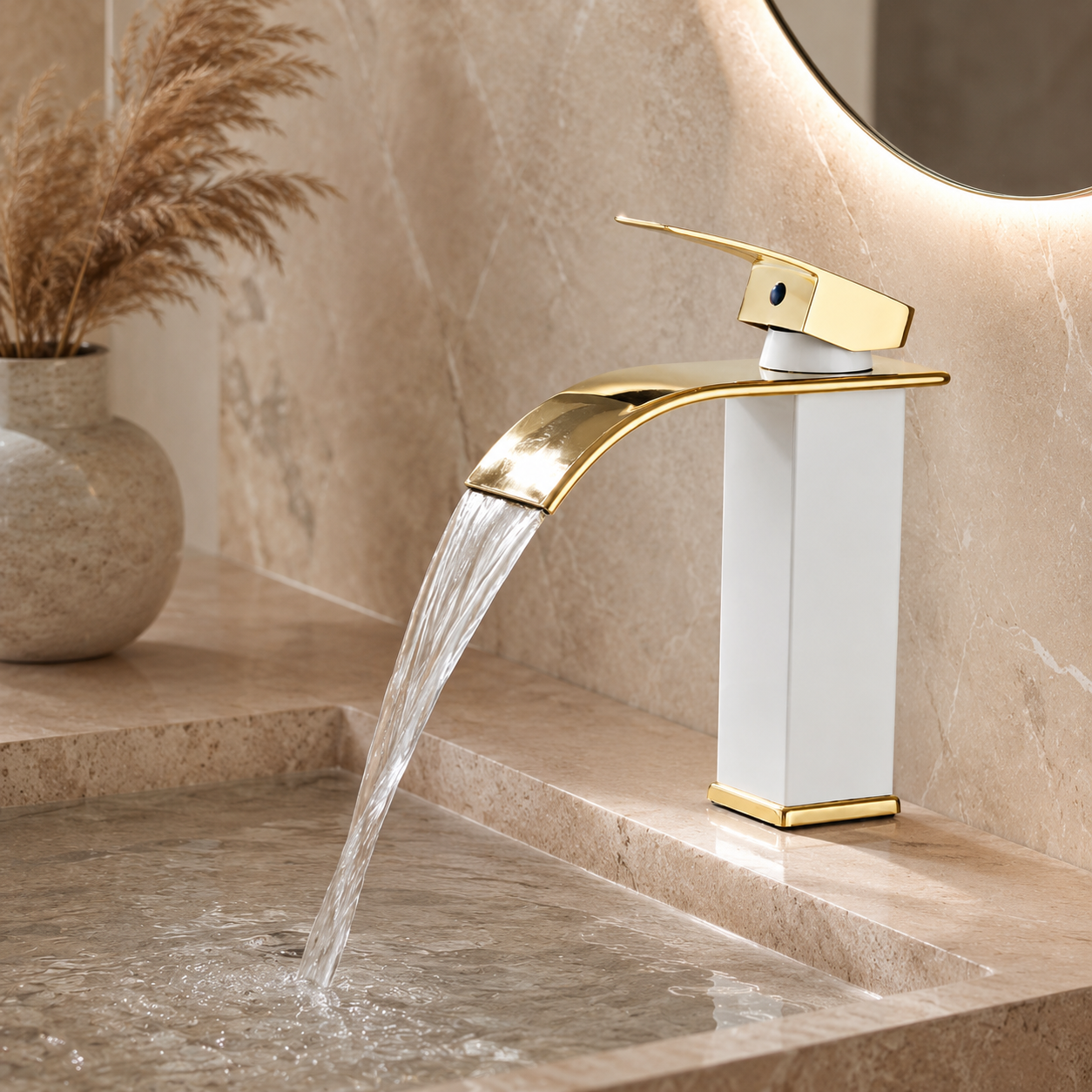 Baterie Baie Cascada, Design Premium, Jet Tip Cascada, Alb-Auriu