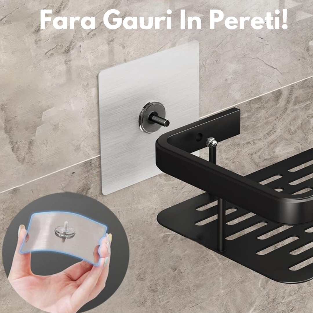 Rafturi de Dus pentru Colt, 2 Etajere Suspendate, Negru Mat, Aluminiu, Organizator Baie,Montaj Fara Gaurire