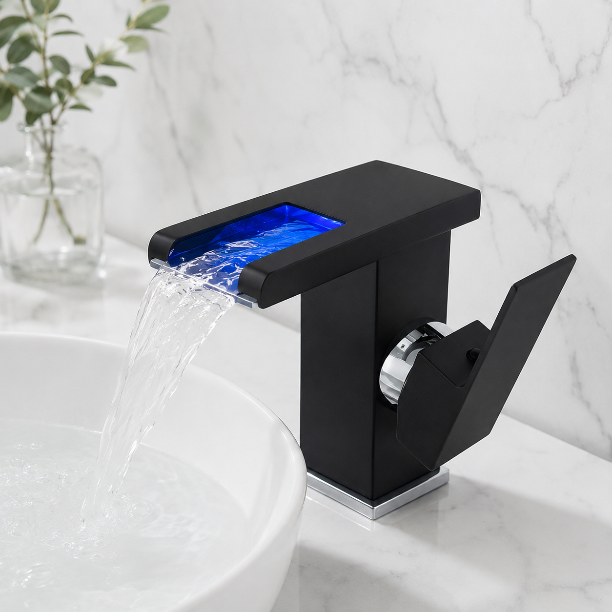 Robinet LED Cascada Modern, Jet RGB,Negru